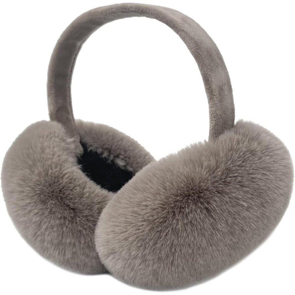 Women Winter Ear Muffs Faux Fur Warm Earmuffs Foldable Outdoor Ear Warmers Brown